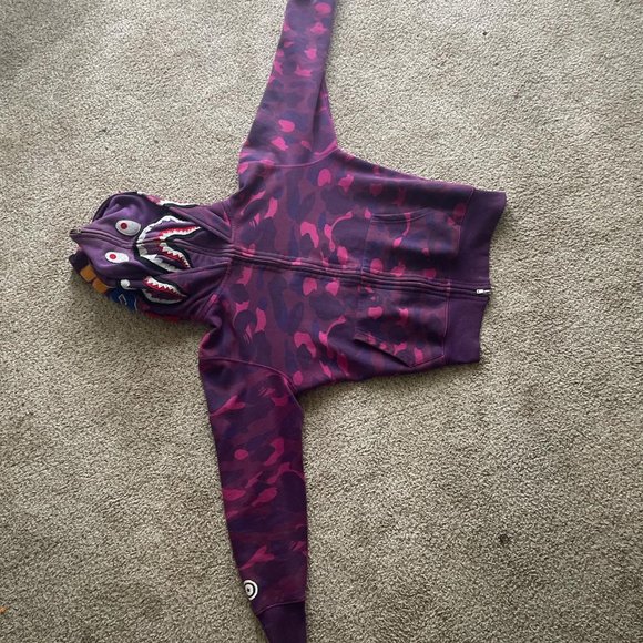 WGM BAPE Color purple Camo Shark Full Zip Hoodie - Picture 2 of 8
